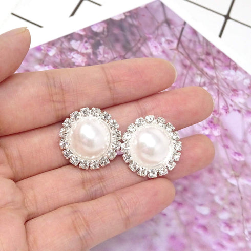 Honbay 10PCS 20mm Round Rhinestone Faux Pearl Buttons Embellishments - Sew on...