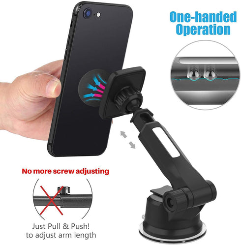 WixGear Universal Magnetic Car Mount Holder, Windshield Mount and Dashboard Mount Holder for Cell Phones and Tablets with Long Arm – (New Version ...