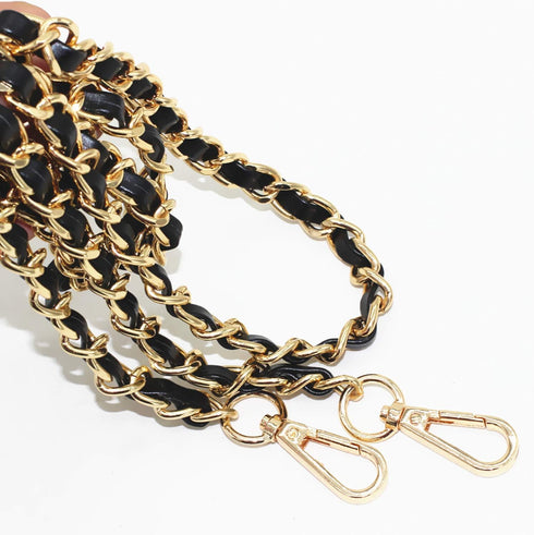 Model Worker 47" Leather Iron CrossBody Chain Strap With 8" Leather Iron Chain Wrist Strap - Handbag Chains Purse Straps...