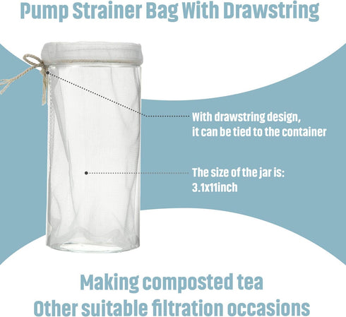 Shappy Compost Tea Bag, Pump Strainer Mesh Filter Bag with Drawstring, 600 ?m for Prevents Clogging During The Straining Process(10 Pieces,23 x 16...