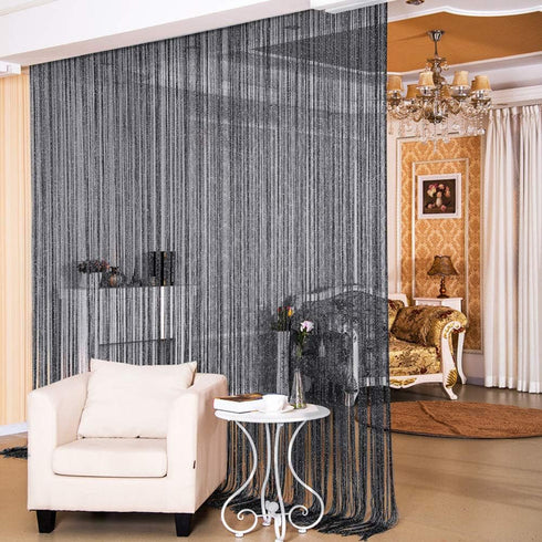 Decorative Door String Curtains Wall Panel Tassels Blinds Room Divider for Wedding Party Restaurant Home (Black, 39.4" x78.7")...