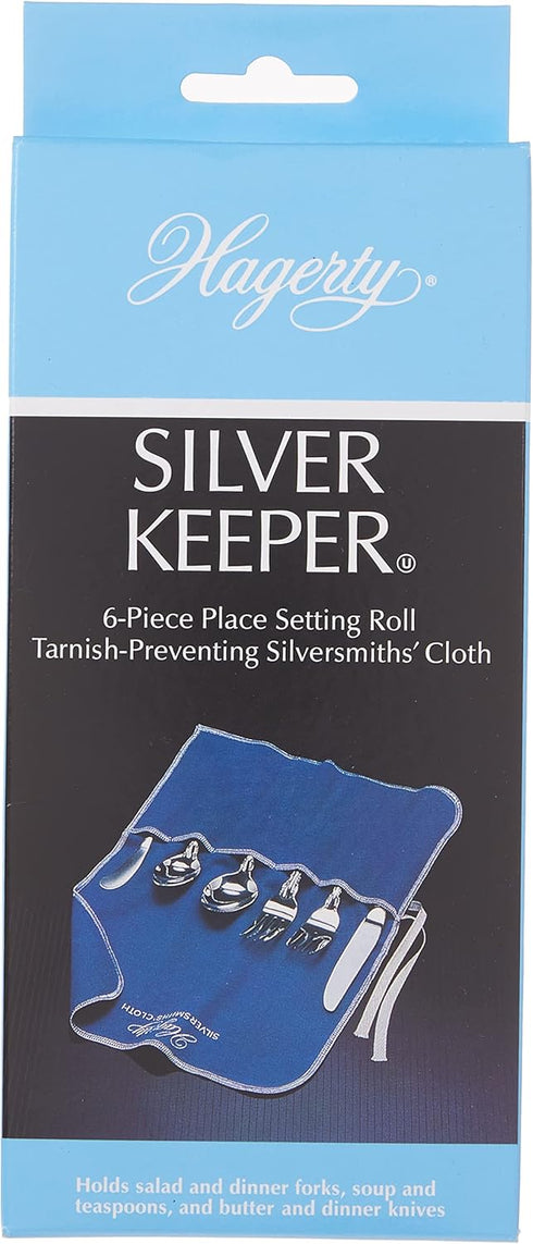Hagerty 6-Piece Silverware Place Setting Roll – Tarnish Preventing Silver Cloth Storage for Sterling Flatware, Made in USA, Kosher Certified...