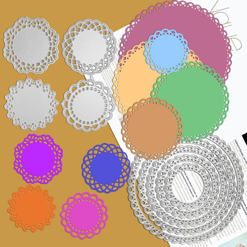 2 Set Flower Dies for Card Making, FineGood 9 PCS Metal Cutting Dies Circle Lace Die Cuts DIY Craft Die Cutters for Card Making Scrapbooking Album...