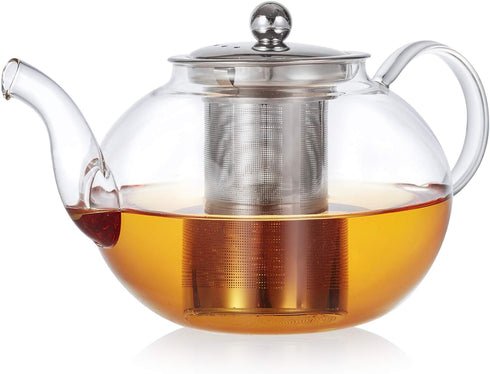 Teabloom Florence Glass Teapot – Heatproof Glass with Removable Stainless Infuser – Stovetop Safe – Tea for One or Two – 24 oz / 700 ml (2-3 Cups)...
