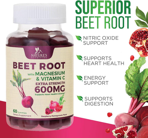 Beet Root Soft Chews with Beetroot - Energy & Heart Health Support Supplement, Supports Nitric Oxide Production, Vegan, Non-GMO, Superfood Beets R...