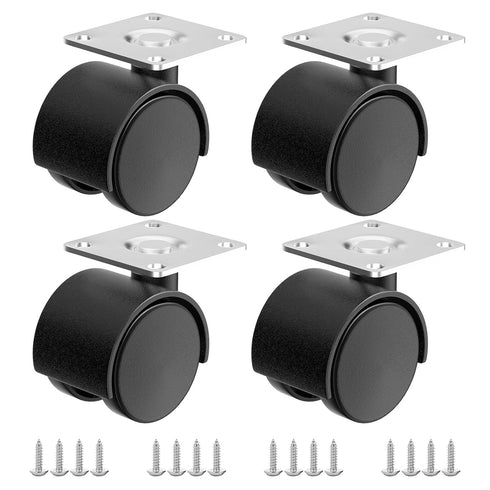 1.5 Inch Furniture Caster Wheels, Plastic Casters Set of 4, Plate Swivel Nylon Small Casters for Carts, Furniture, Baby Bed, Kitchen, Cabinet, Tab...