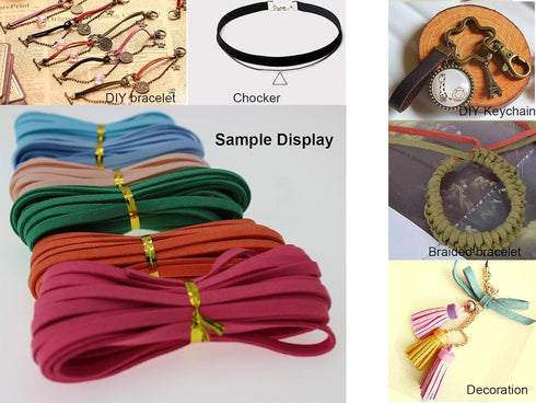Purple Faux Leather Cord for Jewerly Making 5mm 40 Yards Suede Cord Necklace String Thin Leather Lace Velvet Lace Craft Cord for Bracelet-Choker-D...