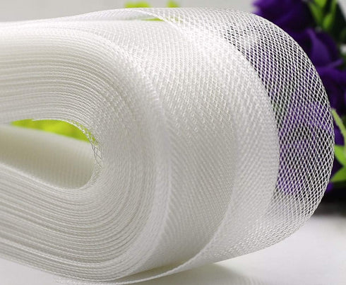 Abbaoww 50 Yards Stiff White Horsehair Braid 1/2 Inch Wide for Sewing Wedding Dress Dance Gowns Accessories Shaping Trimming...