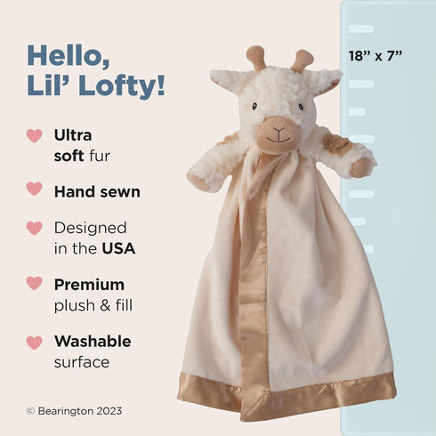 Bearington Lil' Lofty 18 Inch Giraffe Loveys for Babies - Security Blanket for Babies - Lovies for Babies Security Blanket with Stuffed Animal...