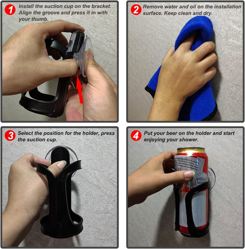 Beer Can Bottle Holder, Shower Drink Holder, Bathroom Cup Holder for All Canned Bottle Beer Wine Drink, Wall Suction Up Holder, Shower Accessories...
