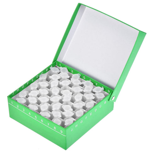 uxcell Centrifuge Tube Freezer Storage Box 81-Well Waterproof Cardboard Holder Green for 1.8ml/2ml Micro Centrifuge Tubes...