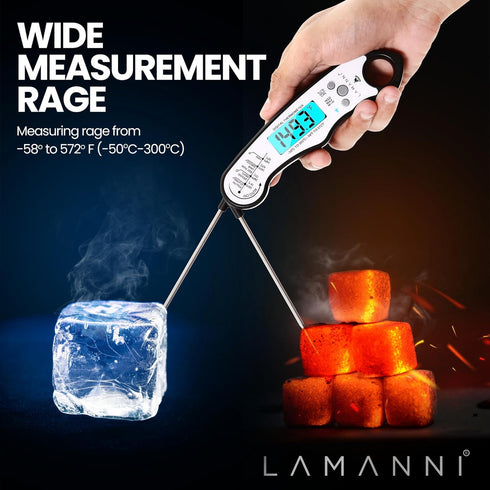 Instant Read Meat Thermometer for Cooking, Fast & Precise Digital Food Thermometer with Backlight, Magnet, Calibration, Foldable Probe, Waterproof...