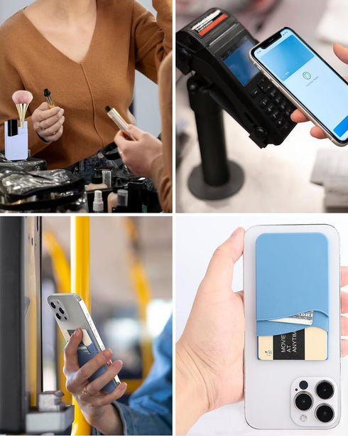 BIAJIYA Card Holder for Back of Phone, Pouch Silicone Wallet Sleeve Pocket Stick-on ID Credit Card for All Smartphones...