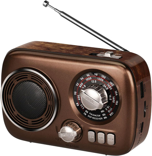 Gelielim Portable Radio AM FM, Bluetooth Speaker Retro Radio, Support USB/TF Card, Rechargeable Battery Operated, Suitable for Indoor&Outdoor, Gif...
