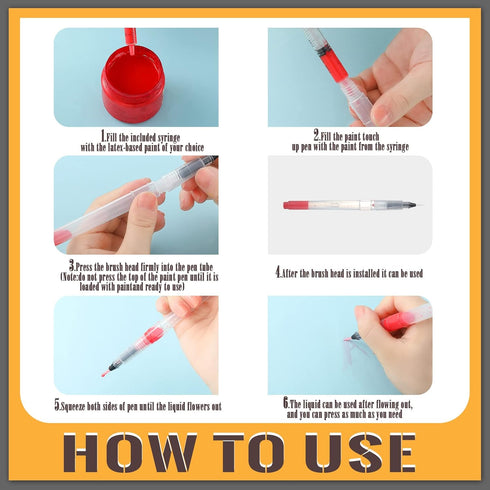 26 Pcs Touch Up Paint Pen Refillable Wall Repair Kit Fillable Paint Brush Pens for Interior Paint Touch Ups to Drywall, Cabinets Store Furniture H...