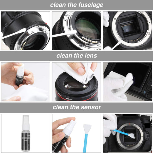 17-in-1 Camera Cleaning Kit for DSLR Cameras (Canon, Nikon,Sony), with Air Blower/Cleaning Pen/Detergent/Cleaning Cloth/Lens Brush/Carry Case...