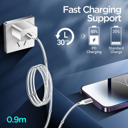 AICase Magnetic Charging Cable,(3FT+6.5FT) Super Organized Charging Magnetic Absorption Nano Data Cable for Phone 14/13/12/11/XS/XS Max/XR/X/8/8 P...