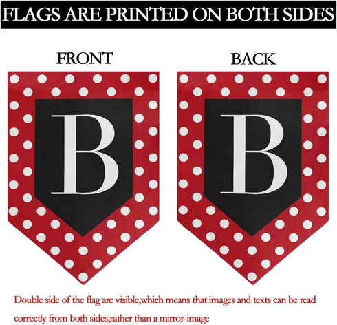 Monogram Letter B Garden Flag Red and White Polka Dot Pattern Double Sided Home Yard Decor Banner Outdoor 12.5 x 18 Inch...