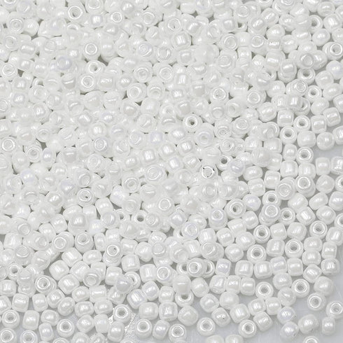 Bala&Fillic White Pearl 3mm Seed Beads About 3600pcs/100Grams in Bag, 8/0 Glass Craft Beads for Making Bracelet and Necklace (White Pearl)...