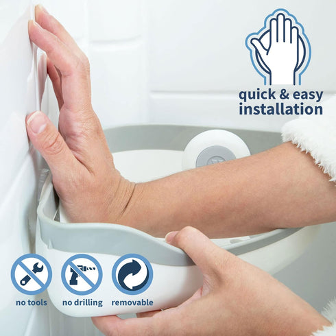 SlipX Solutions Patented Corner Shower Basket Caddy, Storage Organizer, Adjustable Power Lock Suction Cups, 2 Hooks, Holds up to 22 Pounds (White)...