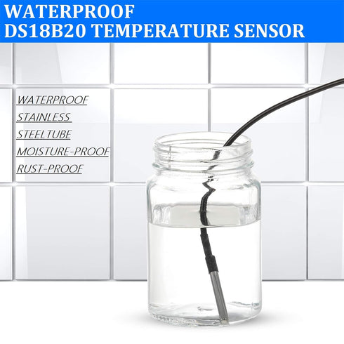 Weewooday DS18B20 1 m/ 3.2 Ft Digital Temperature Thermal Cable Waterproof Probe Sensor -55°C to +125°C, Compatible with Arduino/Raspberry Pi(15 P...