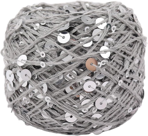 Shimmering Sequin Cotton Yarn 153yard Sparkling Thread Crochet Strings for Headband Beanie Knitting Sweater Weaving DIY Stitch Winter Accessories ...