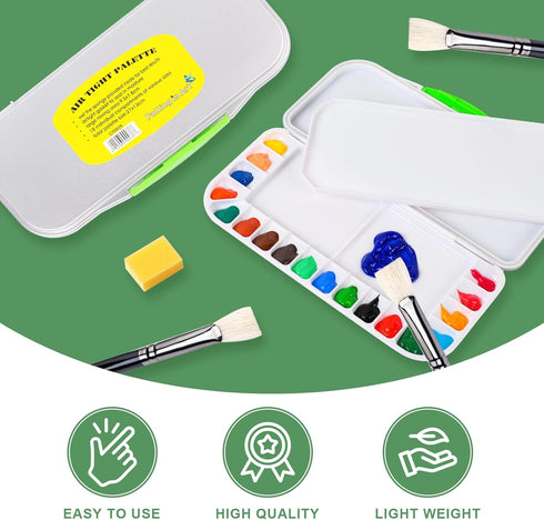 Falling in Art Airtight Watercolor Palette, Plastic Paint Palette with 18 Wells and 3 Mixing Areas, Folding Paint Tray with Lid, Suitable for Acry...