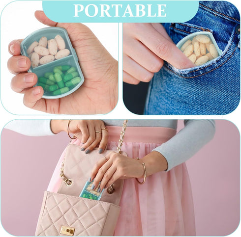 Sibba Pill Organizer Box Case 2 PCS Waterproof Travel Medicines Container Purse Essentials Small Cute Fish Oil Holder Supplements Mini Pillbox Dis...