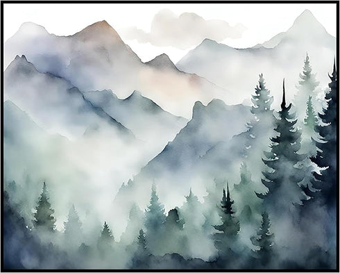 Posterizer 1 pcs- mountains and trees beautiful landscape nature 10-Landscape & Nature Art-Floral Botanical Art- Decor for Home & Office- unframed...