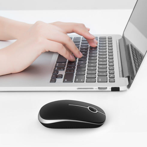 VssoPlor Wireless Mouse, 2.4G Slim Portable Computer Mice with Nano Receiver for Notebook, PC, Laptop, Computer (Black and Silver)...