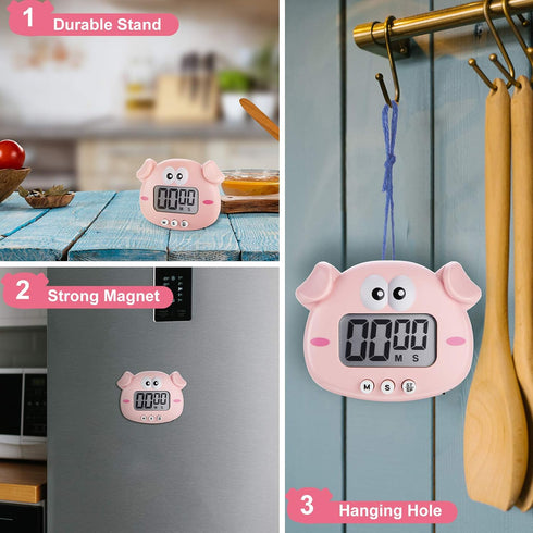 Weewooday 2 Pieces Cute Cartoon Animal Small Digital Kitchen Timers Countdown Classroom Timers with Magnetic Backs and On/Off Switches Decorative ...