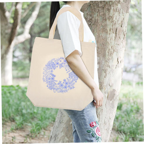 EXCEART 1 Set Embroidered Canvas Bag Embroidery Starter Kit Hand Embroidery Kit for Adults Embroidery Beginner Kits Hand Embroidered Tote Bag Begi...