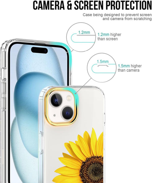 BAISRKE Clear Case Design for iPhone 15 Plus 6.7 inch, with 2 Pack Screen Protectors + 1 Pack Camera Lens Protector Slim Shockproof Women Cute Bum...