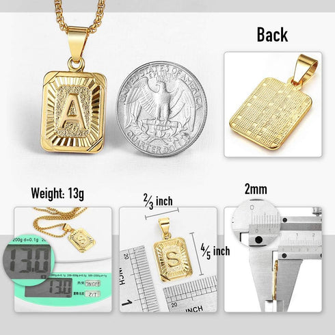 Trendsmax Initial A-Z Letter Pendant Necklace Mens Womens Capital Letter Yellow Gold Plated Stainless Steel Box Chain 22inch...