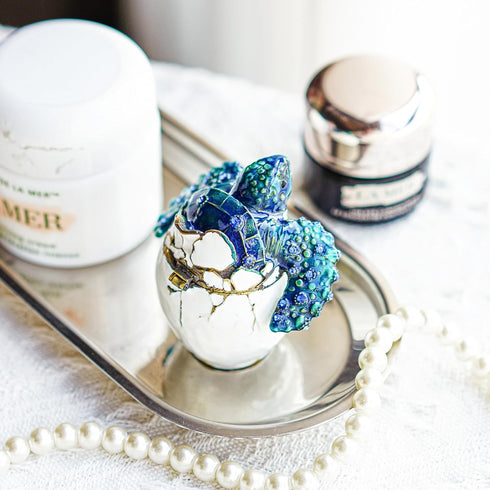 YU FENG Hatching Turtle Trinket Box Hinged Crystals Bejeweled Enameled Vintage Animal Jewelry Ring Holder Box Collectible...