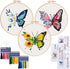 tyrixma 3 Sets Embroidery Starter Kit with Butterfly Flower Pattern for Beginners, Cross Stitch Kits for Adults with 3 Embroidery Hoops, Color Thr...