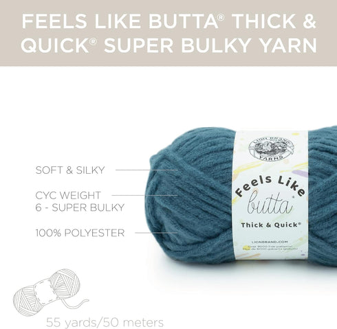Lion Brand Yarn Feels Like Butta Thick & Quick Super Bulky Yarn for Knitting, 1 Pack, Orion Blue......