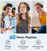 Bluetooth Headphones Over Ear, 60 Hours Playtime Foldable Headphones Wireless Bluetooth Hi-Fi Stereo Deep Bass with 6 EQ Modes, Adjustable Lightwe...