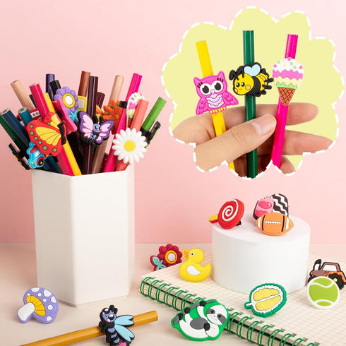 Pencil Clip Topper, 50 Pcs Different Pencil Topper Decoration, Cute Pencil Charms for Kids Students School Gifts Classroom Rewards...