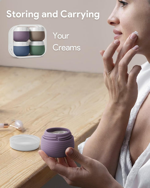 Travel Containers for Toiletries, Silicone Cream Jars, TSA Approved Travel Size Containers, Leak-proof Travel Essentials/Accessories with Lid for ...