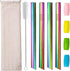 Reusable Boba Smoothie Straw Rainbow Metal Straws Wide Thick Fat Angled Tip Sharp End Straw for Milkshake Jumbo Bubble Tea Straws With Carry Case ...