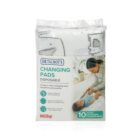 Dr. Talbot's Disposable Changing Pads, Absorbent Travel Diaper, Gray Elephant Print...