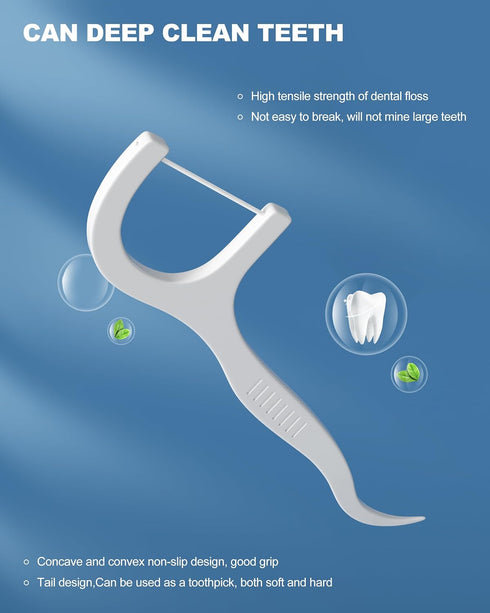 Estefanlo Floss Picks, 124 Count Dental Floss Picks, Tooth Picks Flossers with 2 Dental Floss Dispenser, Refillable Floss Pick Holder Set Perfect ...