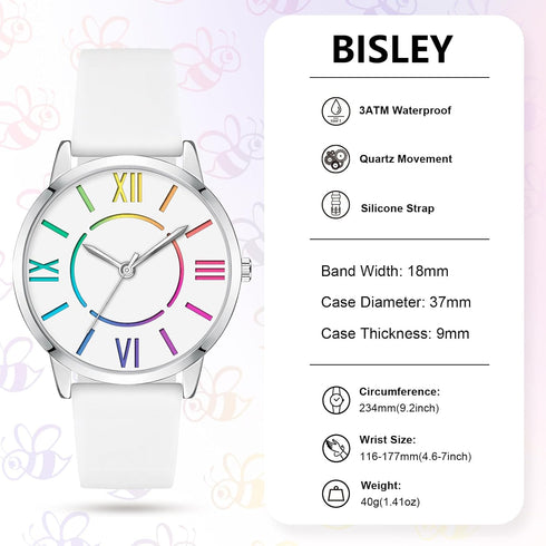 Women's Watch Silicone Strap Casual Waterproof Quartz Watches Three Hands Watch Best Gift for Women Men...