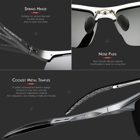 SIPLION Sunglasses Men Polarized for Men's Driving Sport Fishing hiking UV Protection Al-Mg Metal Frame Ultra Light...