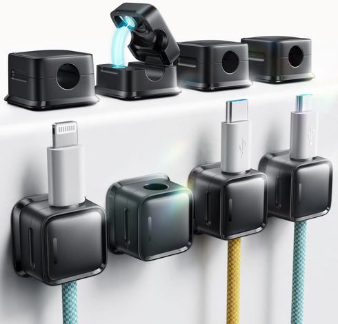Cord Organizer Holder, 8 Pack Magnetic Desk Cable Clips Management, Hide Phone Charging Cable Keeper, Strong Adhesive Wire Charger Holder for Nigh...
