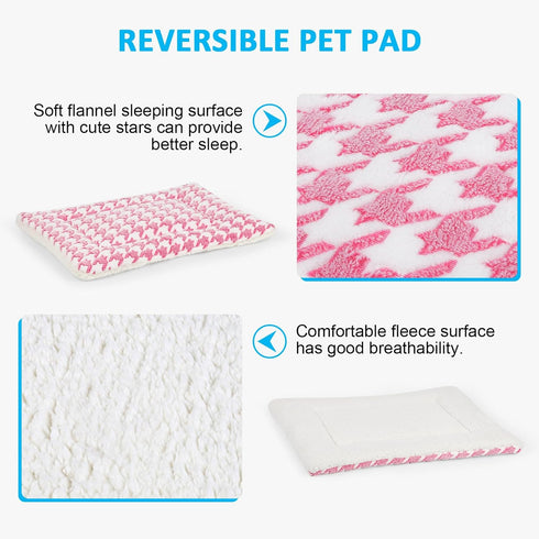 Dog Bed Mat, Reversible Crate Pad for Medium Small Dogs, Machine Washable, Portable and Soft Pet Bed Pad/Mat for 22-inch Kennel-Pink...