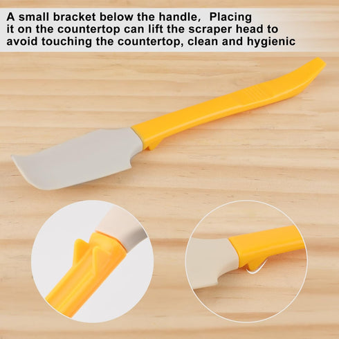Small Silicone Spatula,Curved Jar Spatula with Can Opener End,Silicone Kitchen Scraper Spatula for Jam,Peanut, Butter and Wet Pet Food Can Spreade...
