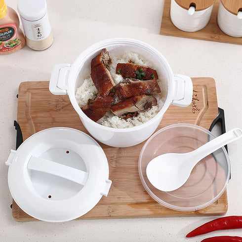 Angoily Small Microwave Rice Maker: Portable Microwave Rice Cooker Vegetable Steamer Set Microwavable Pasta Cooker, Kitchen Non- Stick Pot Bacon C...
