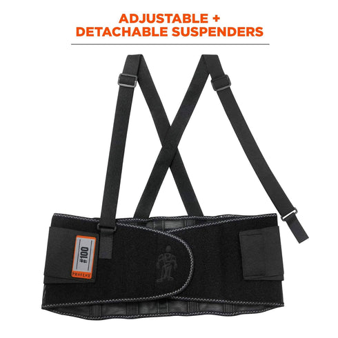 Ergodyne ProFlex 100 Back Support Brace, 8" Spandex Belt, Adjustable, Removeable Straps, Small, Black...
